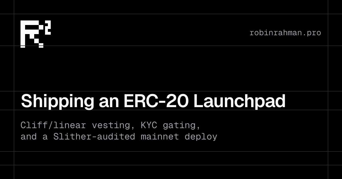 Shipping an ERC-20 Launchpad: Vesting, KYC Gating, and a Slither Audit